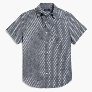 JCREW print button down short sleeve: slim fit XL